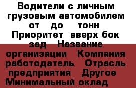 Водители с личным грузовым автомобилем от 5 до 20 тонн. Приоритет: вверх/бок/зад › Название организации ­ Компания-работодатель › Отрасль предприятия ­ Другое › Минимальный оклад ­ 1 - Все города Работа » Вакансии   . Адыгея респ.,Адыгейск г.